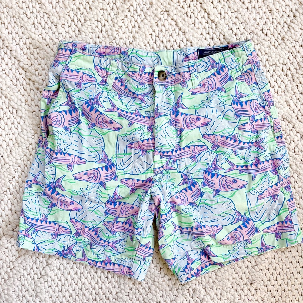 VINEYARD VINES Bonefish Island Short Coastal Fish Print Shorts Mens Size 28 EUC